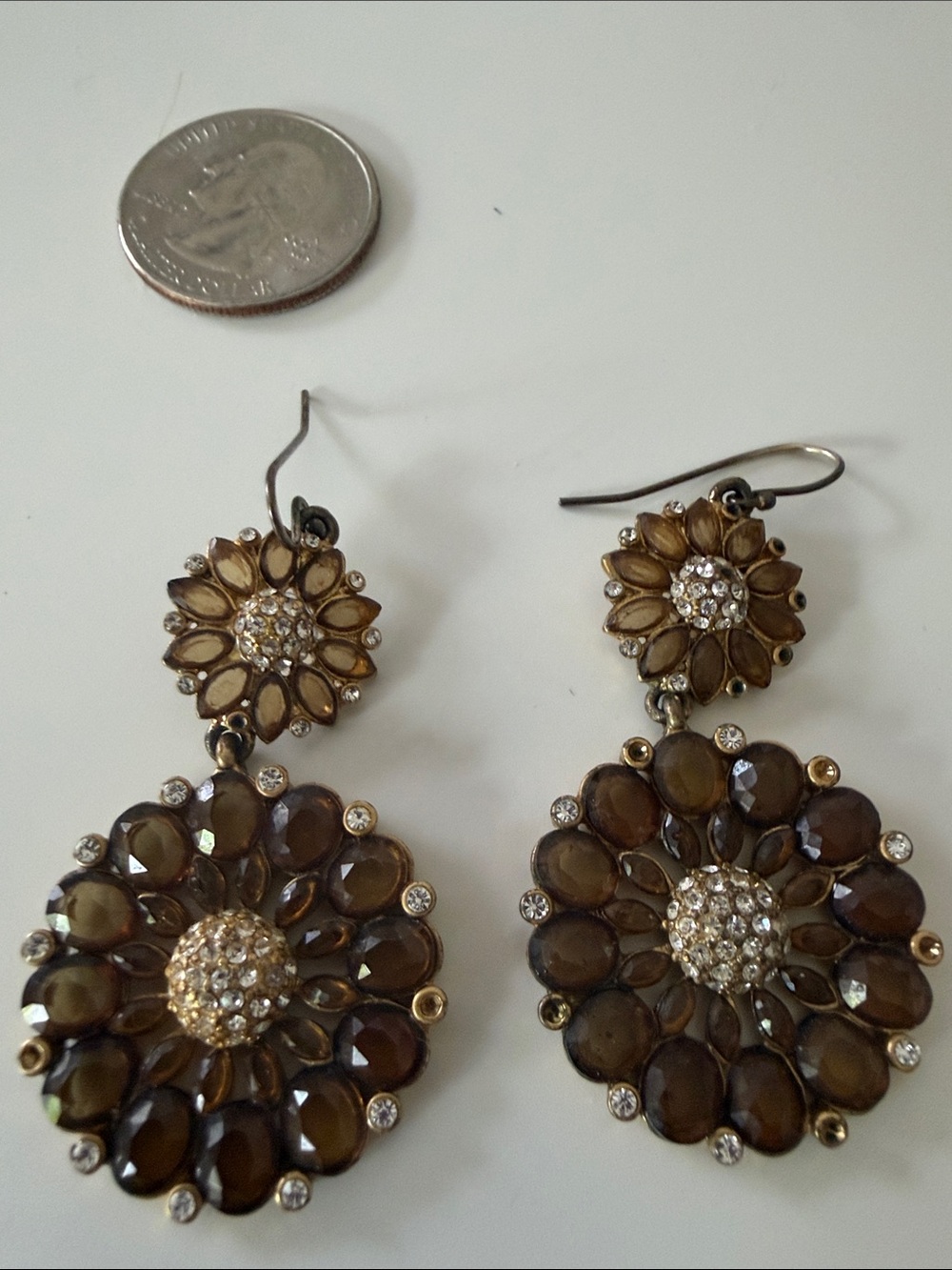 Brown Floral Drop Earrings